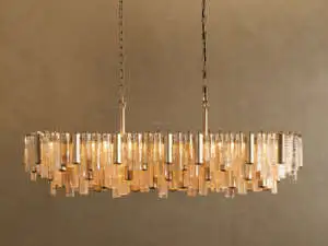 Luxury Minimalist Cascading Linear Crystal Glass Chandelier for Hotel Kitchen Islands Villa Atriums