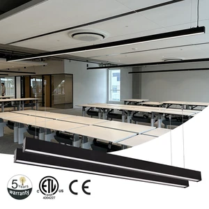 High Bright Aluminum Black Linear Led Batten Light 4FT 8FT 40W 80W Linkable Linear Lights For Indoor Office Supermarkets