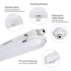 IP65 Tri-proof LED Light 40W Dimmable Emergency or Motion Sensor Option Vaporproof Waterproof 5-year Warranty for Industrial Use