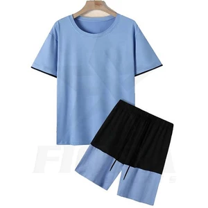 New OEM Gym Summer Sports Suit Loose Fitting T-Shirt Short Sleeved Minimalist Cropped Pants Casual Men'S Suit Set for Students