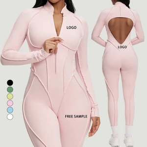 Custom Reversible Breathable Nylon Gym Fitness Set One Piece Yoga Wear Sportswear Bodysuits Women Backless Hollow Full Length