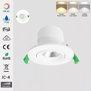 European LED Downlight 8W 12W 3CCT CE Certified IP20 Protection Rating Reflector Cup Dimmable Down Light Aluminum Home Hotel