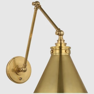 XINZHONG American Retro Cafe bar Wall Lamp Gold Folding Swing Arm Restaurant Aisle Decorative Light Vintage Brass Wall Sconce