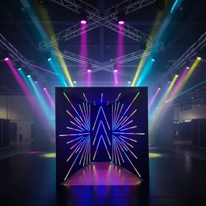 Portable Trade Show Exhibition 360 Photo Booth Studio LED Enclosure Featuring Backdrop