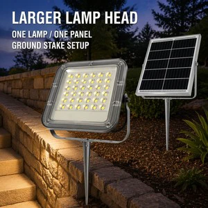 LED Solar Flood Light Reflective Cup Light-sensitive Control Big Solar Panel Long Lasting 10-12 Hours Aluminum+Glass for Garden