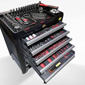 7 Drawer Lockable Black Steel 252pcs Tool Set Heavy Duty Iron Toolbox for Auto Repair Workshop OEM/ OBM