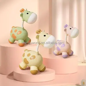 WANG'S WORLD Deer LED Night Light Soft Light Eye Protection USB Charging Dimmable Plastic Creative Gift Bedside Bedroom