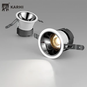 Karhi Narrow Trim Die-Casting Aluminium Cutout 55 8W Black Chrome White Baffle Light Led Cob Downlight Adjust Down Lights Design