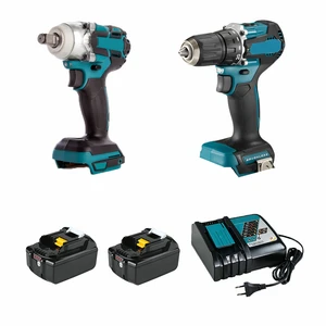MKT 18V Combo Kit Cordless Brushless Drill Impact Wrench Tool Set with 6.0Ah Lithium Battery & Charger