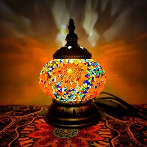 Turkish Vintage Handcrafted Mosaic. Romantic Outdoor Camping USB Powered Table Lamp.