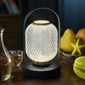Modern Decorative Lighting Rechargeable LED Lamp Crystal Table Lamp 3 Color Temperatures for Bedroom Office Study
