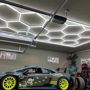 6000K Colorful Ambient Honeycomb Led Ceiling Light DIY Linkable LED Hexagon Garage Lights Kit for Workshop Car Care Wash Room