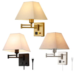 USB Interface Retro Style American Swing Arm LED Wall Iron Switch Plug for Living Room Aisle Entrance Cross-Border New Design