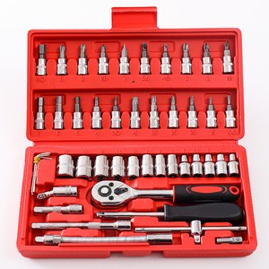 Multifunctional 46-Piece Hand Operated 108-in-1 Tool Box Set with Hard Case for Car Motorcycle Repair and Household Use