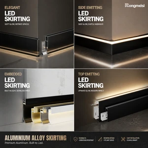 Factory Supply LED Trim Skirting With Glow, Aluminum Base Molding Illumination, Floor Edge Light Strip For Wall Decor
