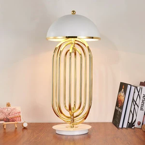 Modern Hotel Table Lamps Bedroom Bedside Marble Steel Base Lights Living Room Bedroom Decorative Table Lamp