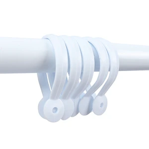 Shower Curtain Rings Portable Simple Plastic Abs White 12pcs Bathroom Shower Curtain Buckle Hook