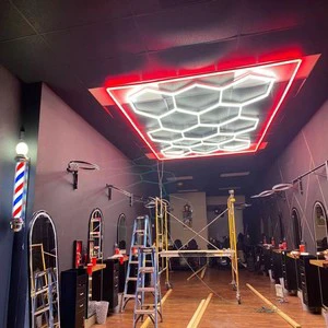 E-top 14-Grid Hexagon Garage Light With Border Working Light Ceiling Light for Factory, Workshop, Subway Station