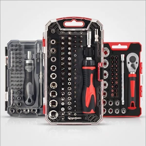 Complete 73 Count Magnetic Black Red Silver Multi Functional Portable Electronics Precision Screwdriver Set OEM Hard Case
