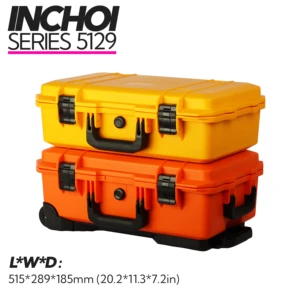 Tools Box for Travles Trolley Hard Plastic Carry Case with Wheels Shockproof Stackable Orange Toolbox with Foam Flight Case