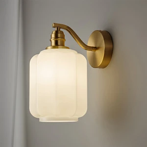 Minimalist Chinese Modern Aisle Porch Bathroom Balcony Stairs Cross-border Indoor Bedside Wall Lamp Copper Glass LED Luxury