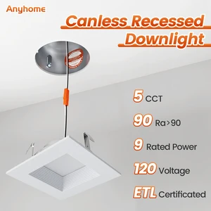 4 Inch 9W 5CCT Low Profile IC Rated Square Downlight Anti Glare Baffle Recessed Ceiling Light with ETL Certificated