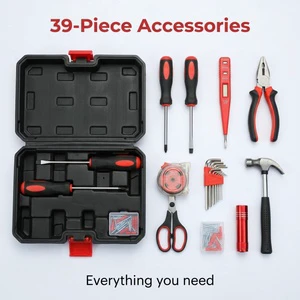 39 Pcs Compact Hand Tool Kit for Apartment Maintenance and Basic Household Repair Work