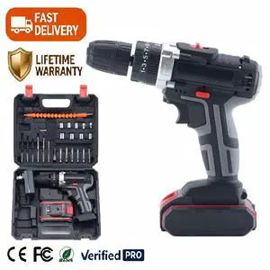 Power Drill Set Brushless Motor 21V 40Nm Max Torque Drill Bits Socket Wrenches Plastic Storage Case Drilling