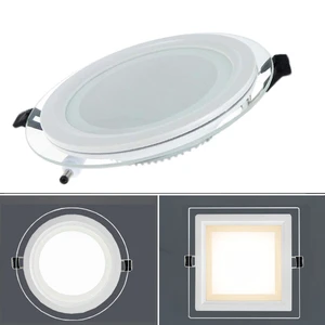 18W Embedded Concealed Round Square Three Color Dimming LED Glass Downlight Panel Lamp