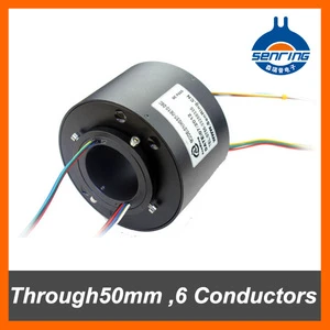 Electrical rotary connector 10A with 6 circuits/wires contact of through bore slip ring