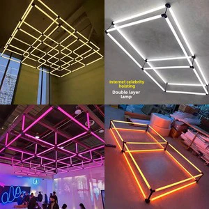 T8 LED PC Creative-shaped Modular 360 Glowing RGB Strip Custom Garden Ceiling-mounted Horizontal Pendant Decorative Circular