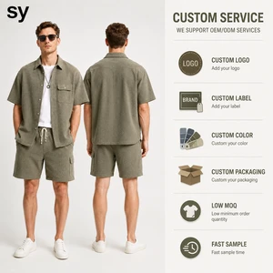 Custom Men Shirt Shorts Set Summer Casual Two Piece Outfit Wholesale OEM Resort Wear Set
