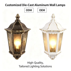 Half-frame AC 220V Cast Aluminum E27 LED Glass Shade European-style Retro 2700K Warm White CE Certified Hotel Balcony Wall Lamp