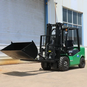 Hot New Products 3T Lithium Stacker With Bucket Shovel Attachment Hand Manual Electric Forklift For Farm Feed Loading