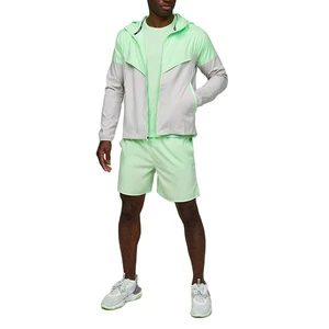 Custom Logo Winter Windbreaker Short Set Sweat Suit Tracksuit Custom Fabric Casual Long Sleeve Quick Dry Knitted Fabric for Men