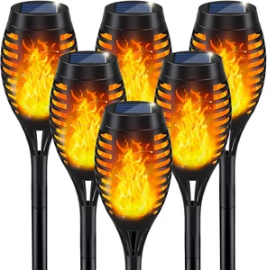 Modern Flame Solar LED Path Lights Small Waterproof Warm White Garden Yard Walkway Light