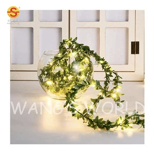 Artificial Green Leaves Copper LED String Light Wall Hanging Plant LED Leaf String Lights
