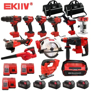EKIIV Industrial 12Pieces Tool 18V Brushless Cordless Set Cordless Drill Machine Set Other Hand Wrench Tools Kit Tool Sets