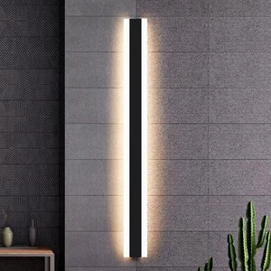 Modern Art Deco Linear Long Strip Square Cylinder Stainless Steel Aluminum Outdoor Garden Wall Light IP65 Waterproof LED Light