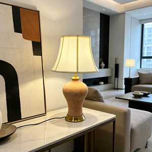 Retro Ceramic Table Lamp Fabric Shade Bedside Desk Light for Bedroom Living Room Hotel Decor Lighting