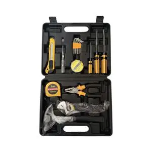 Household tool set, car hardware toolbox set,16 piece set, car repair tool set, black green hard box set, portable carrying case