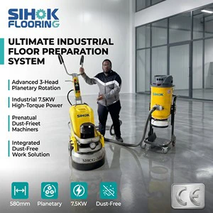 3 Heads Concrete Floor Grinder And Polisher 7.5KW 10HP Professional Floor Grinding Machine Concrete Grinders With Vacuum Port