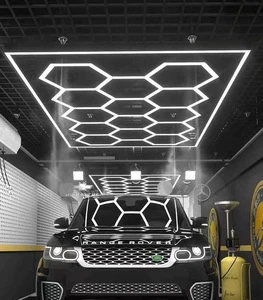Factory Price High Brightness Car Detailing LED Garage Light Hexagon Ceiling Working Light for Car Shop 14 Grids Border Kit