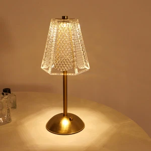 Latest Minimalist Crystal Decorative Table Lamp, Rechargeable Ambient Light, Bedroom LED Bedside USB Rechargeable High-end Lamp