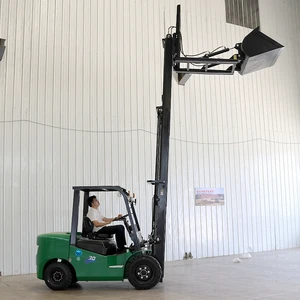 Factory Direct Sales 3T Batteries With Loader Bucket Attachment Sideshift Articulated Motor Electric Forklift Truck For Center
