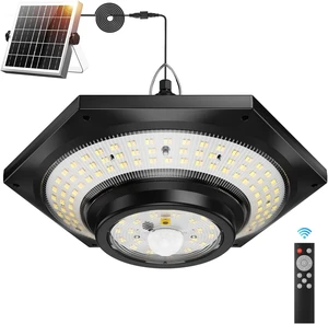 Solar Pendant Light Outdoor Indoor 228 LED Available Daytime Lighting 5 Modes 3 Colors Hanging Solar Shed Lights
