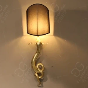 Copper Wall Light Candle Decoration Bedroom Bedside Corridor Stairway Snake Body Kallaite Torch Motif Brass Wall Lamp
