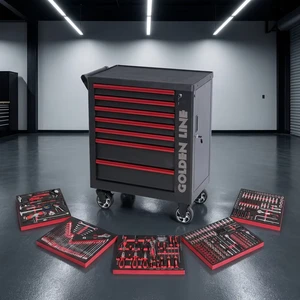 Heavy Duty 30 Inch 7-Drawer Lockable Tool Cabinet with 319 Pieces Hand Tool Set for Garage Auto Repair Workshop OEM ODM Support