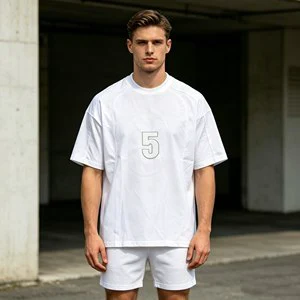 Custom 420gsm Men's T-shirt Sets,t Shirt And Shorts Sets For Men 2 Piece Outfits Summer Casual Short Sleeve Tracksuit Low Cost