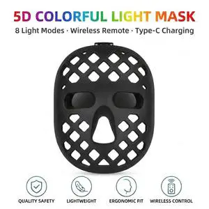8 Colors LED Facial Mask 204 Lamp Beads Light Therapy Machine for Pores Shrinking and Skin Smoothing Treatment